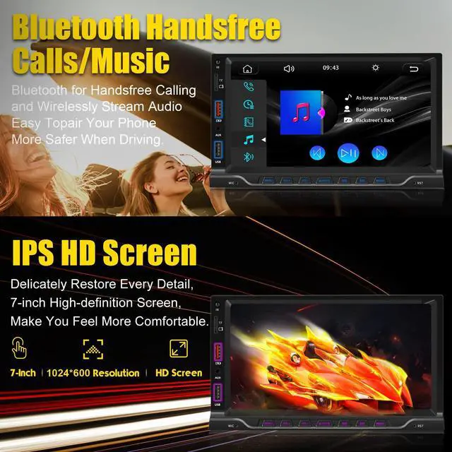 Alt view image 3 of 5 - 2025 Double Din Car Stereo Player Compatible with Apple Carplay & Android Auto  7 Inch Car MP5 with BT| Mirror Link| HD Backup Camera| USB/SD/AUX Input| AM/FM/Car Radio| SWC| Subwoofer| Fast Charge