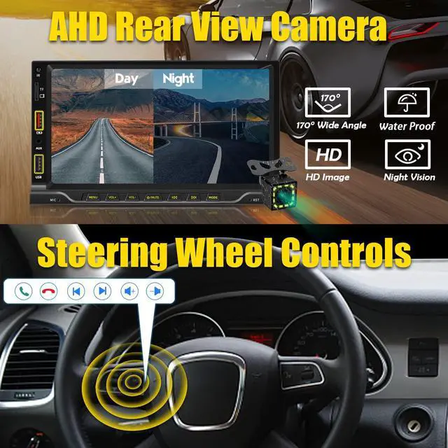 Alt view image 5 of 5 - 2025 Double Din Car Stereo Player Compatible with Apple Carplay & Android Auto  7 Inch Car MP5 with BT| Mirror Link| HD Backup Camera| USB/SD/AUX Input| AM/FM/Car Radio| SWC| Subwoofer| Fast Charge
