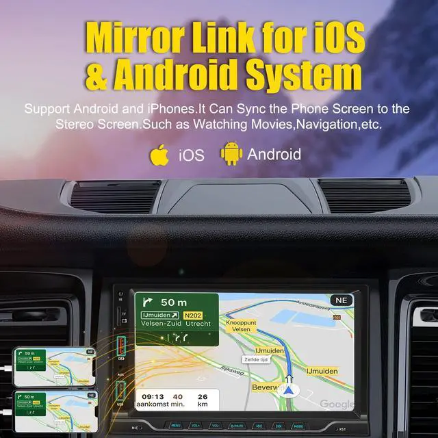 Alt view image 4 of 5 - 2025 Double Din Car Stereo Player Compatible with Apple Carplay & Android Auto  7 Inch Car MP5 with BT| Mirror Link| HD Backup Camera| USB/SD/AUX Input| AM/FM/Car Radio| SWC| Subwoofer| Fast Charge