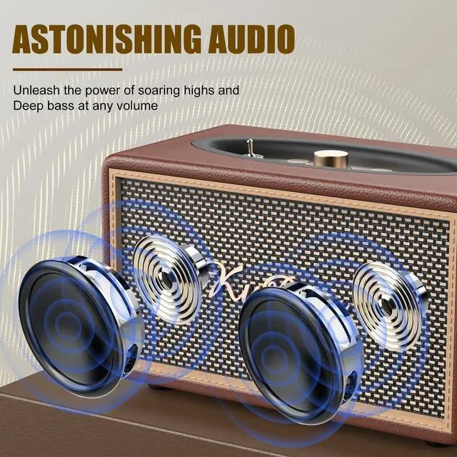 Alt view image 2 of 5 - Tuilock Wireless Bluetooth Speaker,Retro Wooden Bluetooth Speaker 5.2 Version - Powerful 40W Sound, 5000mAh Battery, Long-Lasting Playback