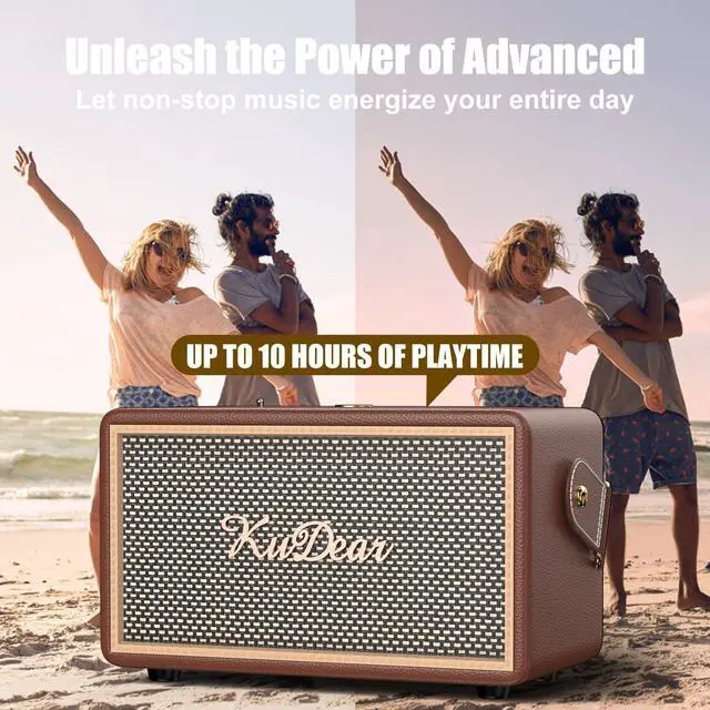 Alt view image 3 of 5 - Tuilock Wireless Bluetooth Speaker,Retro Wooden Bluetooth Speaker 5.2 Version - Powerful 40W Sound, 5000mAh Battery, Long-Lasting Playback