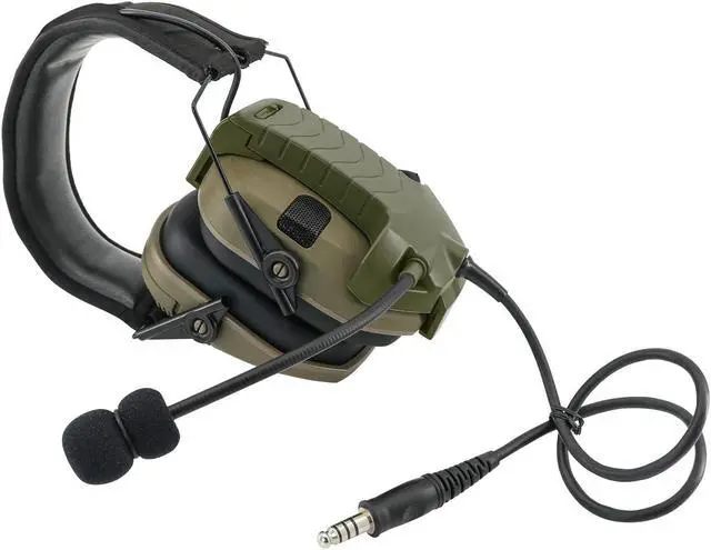 Alt view image 5 of 5 - TSVISIONCORE Microphone & PTT for Walker's Razor Noise Cancelling Headphone Airsoft (Army Green)