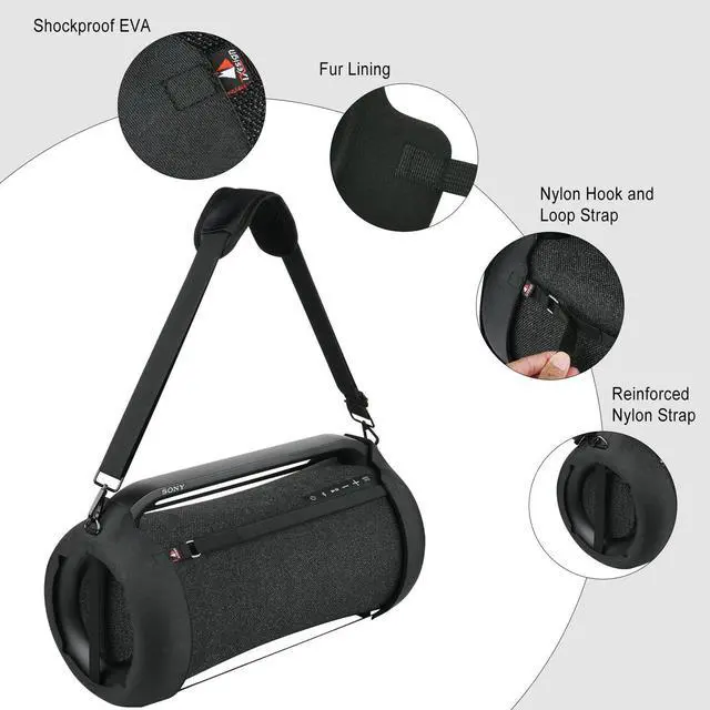 Alt view image 2 of 5 - TXEsign Travel Carrying Strap Cover for Sony SRS-XG500 X-Series Portable Speaker, Hard EVA Shell Case Two Sides Speaker Cover with Shoulder Strap
