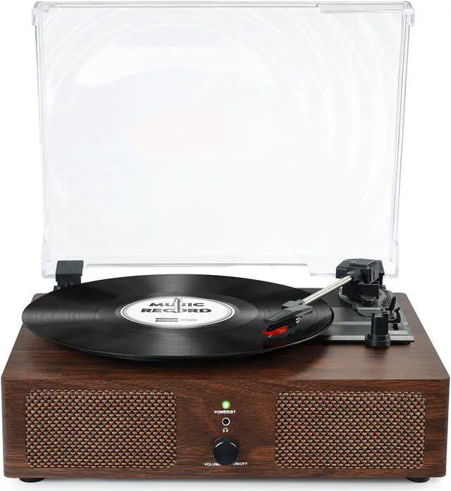 Main image of Vinyl Record Player Wireless Turntable with Built-in Speakers and USB Belt-Driven Vintage Phonograph Record Player 3 Speed for Entertainment and Home Decoration Coffee