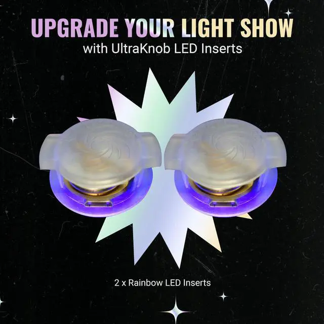 Alt view image 2 of 5 - UltraPoi Ultraknob LED Inserts (Pair (2)) - Rechargeable Inserts for Upgrading UltraGrips - Over 30 Bright Rainbow Strobe Patterns for Raves, Concerts, LED Poi, Flow Arts, & Light Spinning