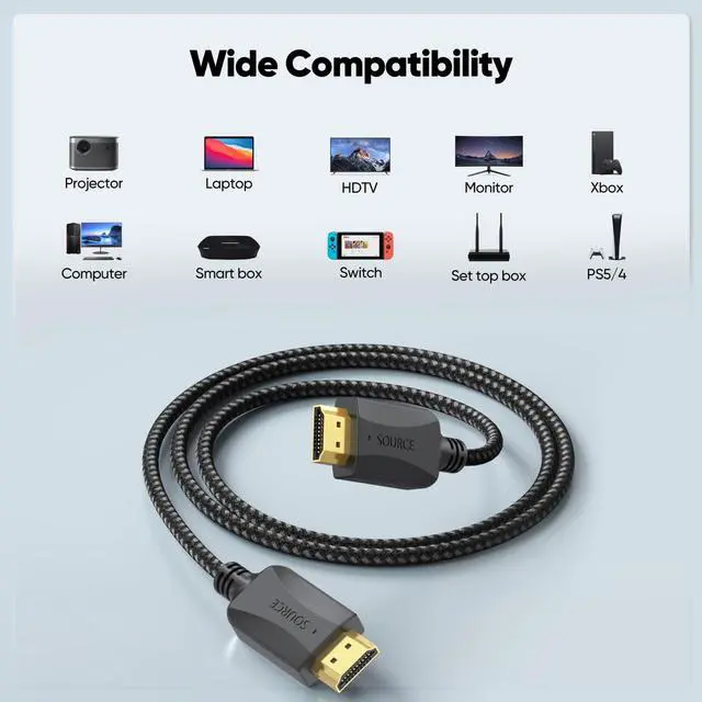 Alt view image 2 of 5 - HDMI Cable 6.6FT 10-Pack, 4K HDMI Cables Braided- High Speed Shielded HDMI 2.0 Cord Pure Copper with 4K HDR 3D ARC & CL3 Rated | for Soundbar, Laptop, Monitor, PS5, PS4, Xbox, Fire TV, Blu-Ray Player