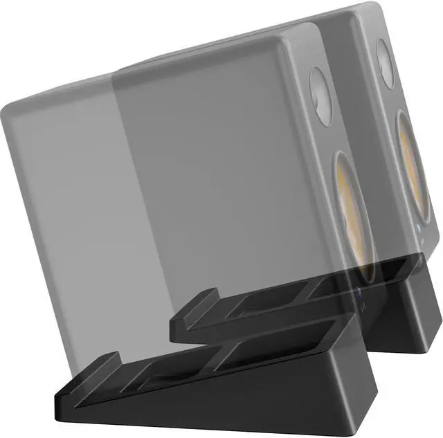 Main image of WALI Desktop Speaker Stand Riser, Desk Studio Speaker Wedge with 15° Incline Design Improve Listening Experience, Desk Audio Stand for Bookshelf, Laptop and Studio Speaker (SDS001XL), Black