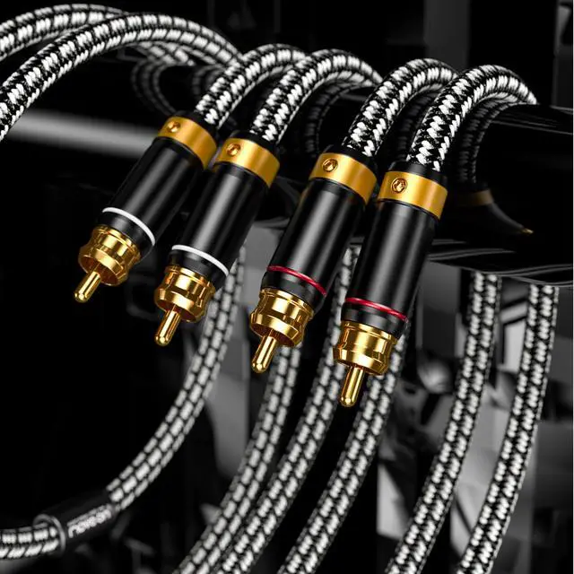 Alt view image 2 of 5 - Wekuant Audiophiles RCA Cable, 2 RCA Male to 2RCA Male HiFi System Silvered-Plated Copper core with ferrite cores, Gold-Plated Heavy Duty (1m (3.2 Feet))
