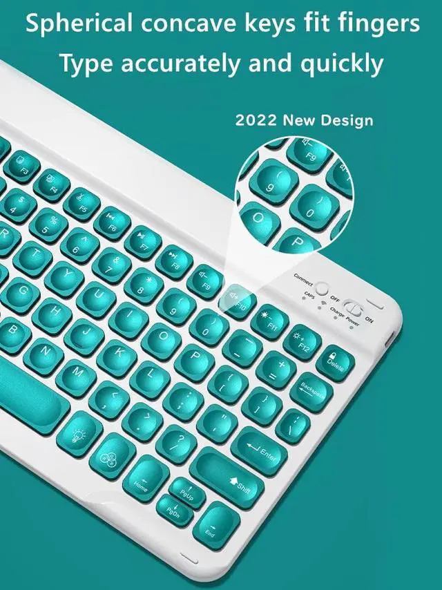 Alt view image 3 of 5 - kaitesi Keyboard Case for 2018 iPad 9.7 inch iPad 6th Gen, 2017 iPad 5th Gen iPad Air 2 9.7in Case with Keyboard Top Pencil Holder Concave Keys Detachable Keyboard Cover,Mint Green