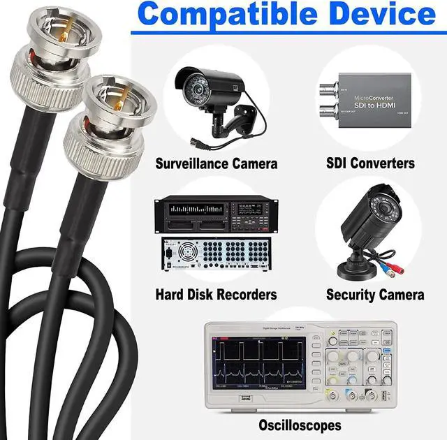 Alt view image 5 of 5 - Superbat SDI Cable Flexible 3G/6G/12G SDI Cable 6ft BNC Cable Belden 4855R Cable Support 4K/8K 12G-SDI Camera 6K Video,for RED Komodo V-Raptor, Precision BNC Video Cable