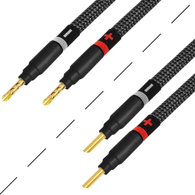 Alt view image 5 of 5 - WORLDS BEST CABLES 15 Foot Ultimate - 7 AWG - Ultra-Pure OFC  Extra Premium Audiophile HiFi Speaker Cable Pair with Eminence Gold Banana Plugs & Carbon Tweed Jacket
