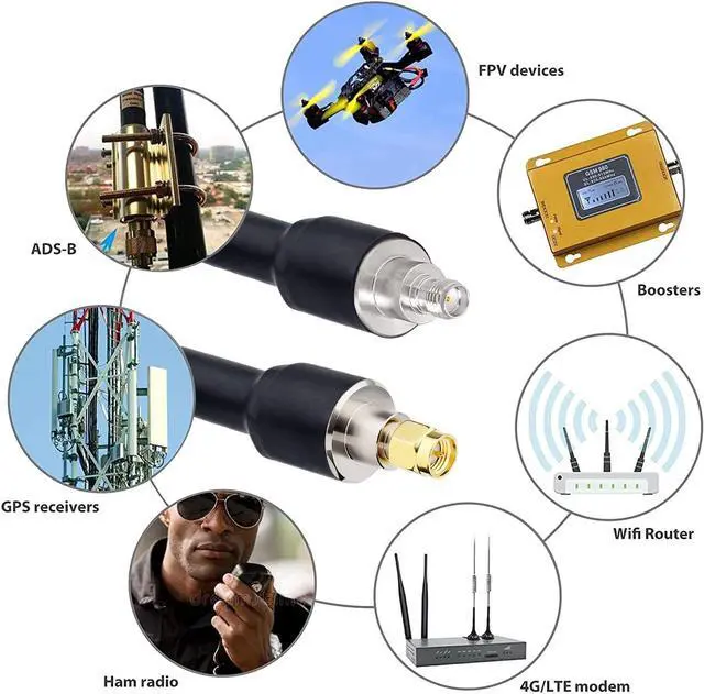 Alt view image 5 of 5 - XRDS -RF SMA Cable, SMA Extension Cable SMA Male to SMA Female Low Loss KMR400 SMA Coax Cable for 3G 4G LTE, 5G Modems/Routers, Ham, ADS-B, SDR Equipment35FT