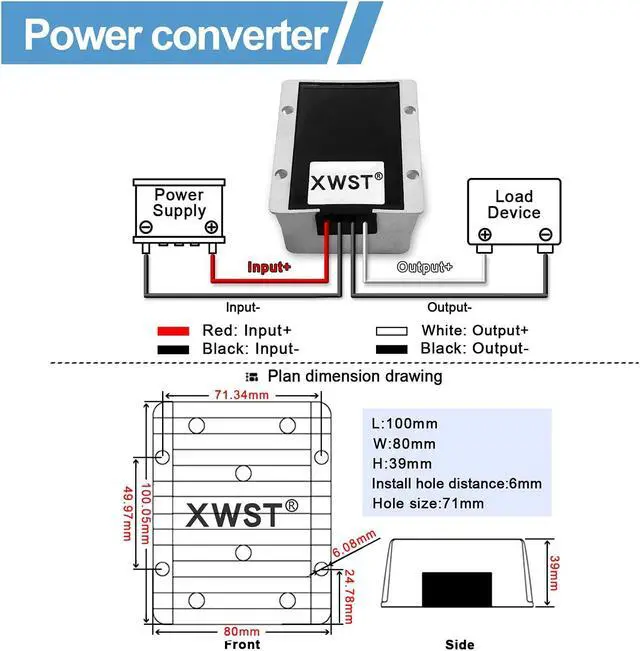 Alt view image 4 of 5 - XWST DC/DC Converter Regulator 36V 48V Step Down to 12V 33A 396W Reducer Buck Power Converter Waterproof Module Transformer for Golf Cart Club Car