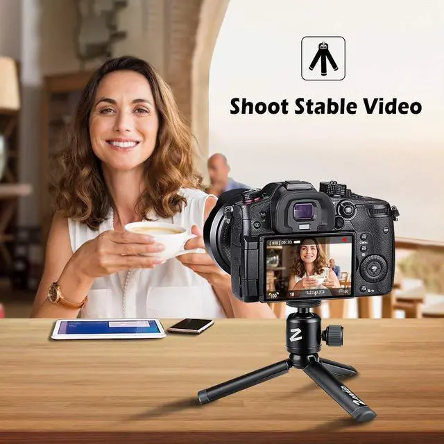 Alt view image 2 of 5 - Zeadio Metal Mini Tripod + Ball Head Mount, with 1/4 Inch Screw Desktop Tabletop Stand Tripod, Fits for Smooth 4, Osmo Mobile, Vimble 2, Gimbal Handle Grip Stabilizer and All Cameras