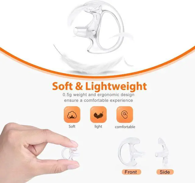 Alt view image 5 of 5 - Zeadio 16-Pair Pro-Grade Covert Surveillance Earbud, Replacement Ear Insert, Silicon Earmold Earplug for Two-Way Radio Earpiece Audio Coil Tube, Compatible with Motorola/Kenwood (32pcs)