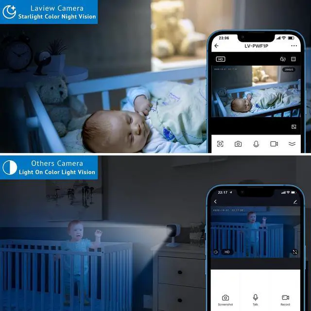 Alt view image 3 of 5 - LaView 4MP 2K Cameras for Home Security Indoor,Home Security Camera for Baby/Elder/Pet/Nanny,Baby Cam Starlight Sensor Color Night Vision,US Cloud Service,Works with Alexa