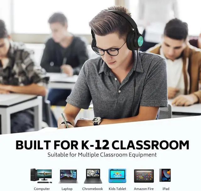 Alt view image 3 of 5 - AILIHEN Classroom Headphones Bulk 6 Pack - Kids Headphones for School K-12 Class & Teachers, Foldable Wired Headset with Microphone & 3.5mm Jack for Student Laptop Tablets Chromebook (6 Colorful)