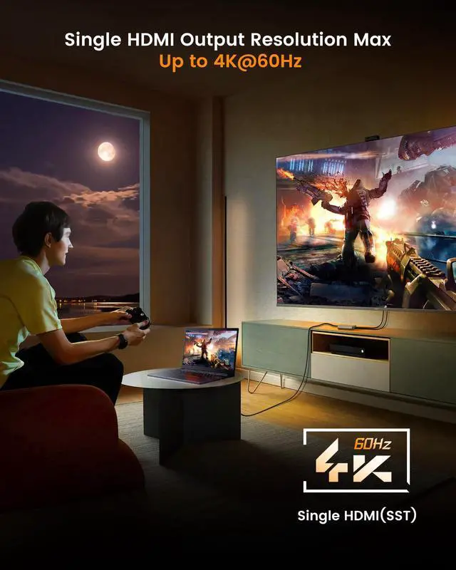 Alt view image 3 of 5 - avedio links USB C to Dual HDMI Adapter 4K@60HZ, Type C to HDMI Splitter for Dual Monitors Extended Display,Compatible for USB C 3.0/3.1,Thunderbolt 3,Support Dual 4K 30HzMST Mode Only for Windows