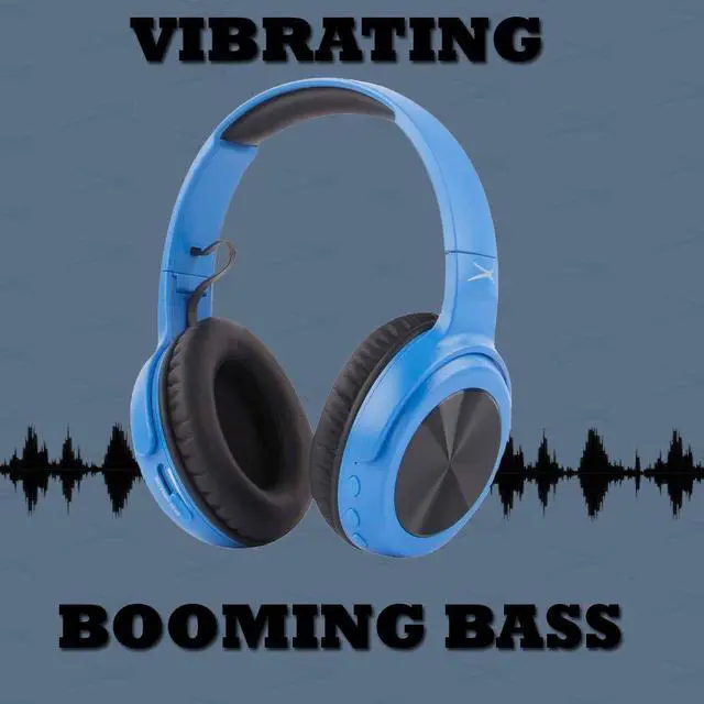 Alt view image 2 of 5 - Altec Lansing MZX701- Blue Rumble Bass Boosted Over Ear Bluetooth Headphones with Omnidirectional Vibration, 10 Hour Battery Life and Voice Assistant Integration, Dynamic Bass, Blue