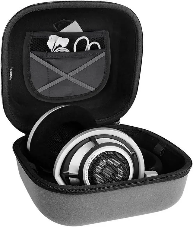 Alt view image 3 of 5 - Geekria Shield Case for Large-Sized Over-Ear Headphones, Replacement Protective Hard Shell Travel Carrying Bag with Cable Storage, Compatible with Beyerdynamic MMX 300, HE400S (Grey)