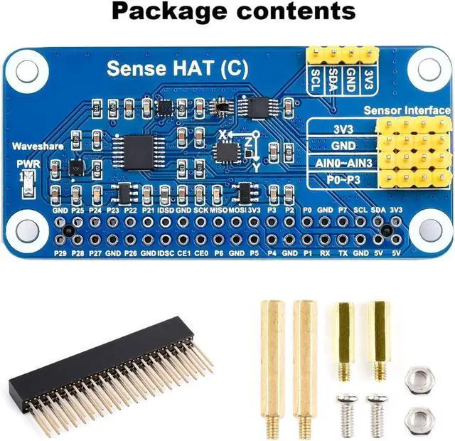 Alt view image 2 of 5 - Waveshare Sense HAT C Type Compatible with Raspberry Pi, Onboard Multi Powerful Sensors, Supports External Sensors