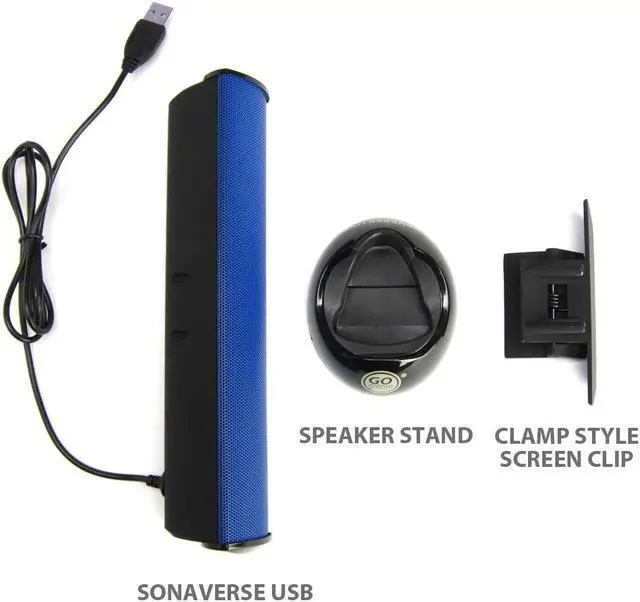 Alt view image 2 of 5 - GOgroove SonaVERSE USB Speakers for Laptop Computer - USB Powered Mini Sound Bar with Clip-On Portable External Speaker Design for Monitor, One Cable for Digital Audio Input and Power (Blue)