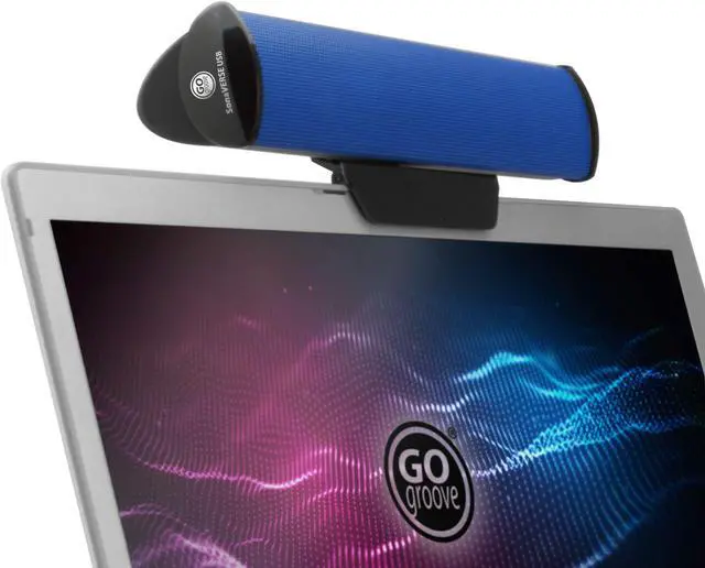 Main image of GOgroove SonaVERSE USB Speakers for Laptop Computer - USB Powered Mini Sound Bar with Clip-On Portable External Speaker Design for Monitor, One Cable for Digital Audio Input and Power (Blue)