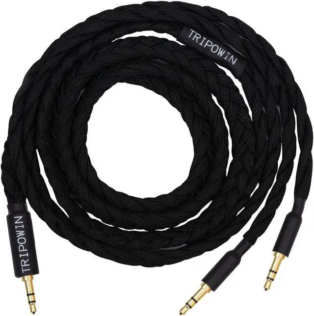 Main image of Linsoul Tripowin GranVia Upgraded OFC Headphone Replacement Cable, Dual 3.5mm Connector to 3.5mm Stereo Headphone Cable for HE4XX/HE-400i/HE400se/Goldplanar/Focal ELEGIA(Black, 1.5m)