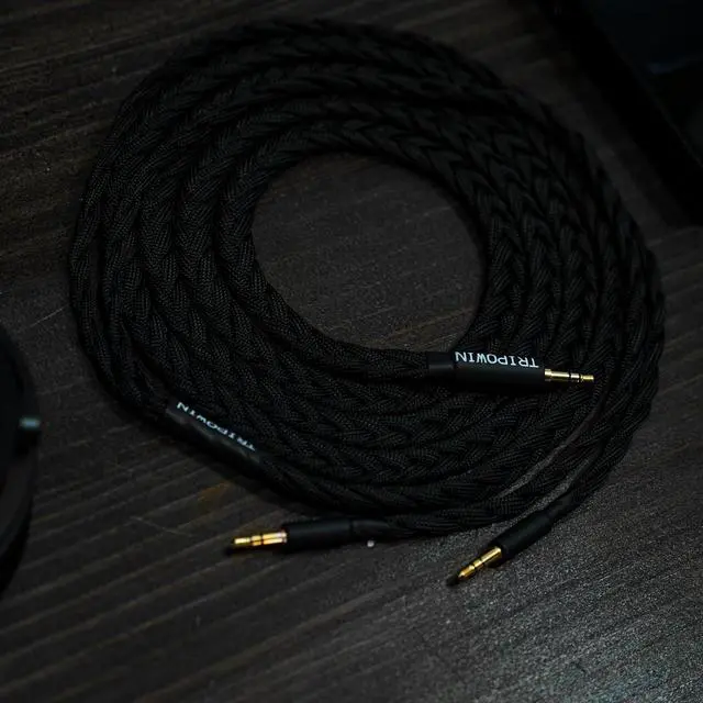 Alt view image 4 of 5 - Linsoul Tripowin GranVia Upgraded OFC Headphone Replacement Cable, Dual 3.5mm Connector to 3.5mm Stereo Headphone Cable for HE4XX/HE-400i/HE400se/Goldplanar/Focal ELEGIA(Black, 1.5m)
