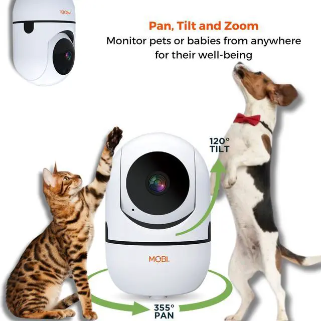 Alt view image 3 of 4 - MOBI MobiCam HDX Wi-Fi Pan & Tilt Smart Pet Monitoring Camera, Pet Video Monitor, Night Vision IP Camera, Motion Detection, Full HD, Two-Way Audio, Remote View & Recording with Free Smart App