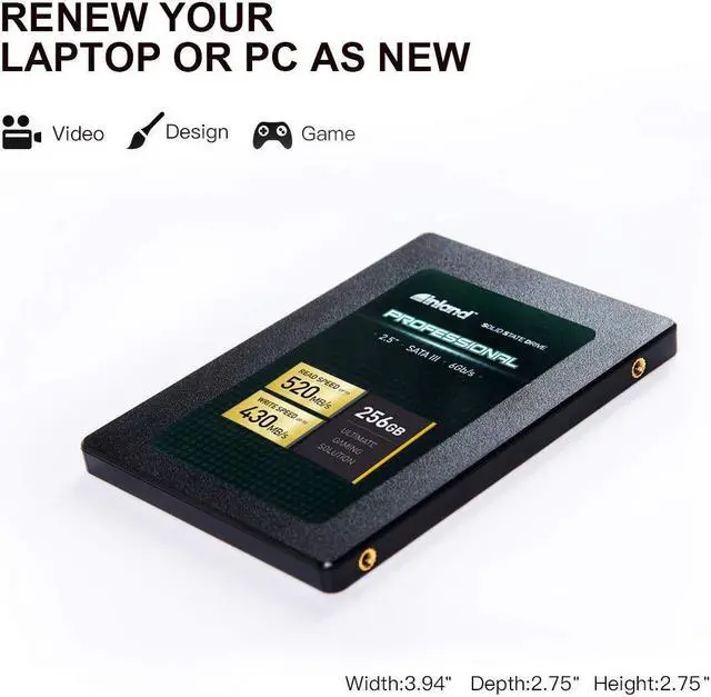 Alt view image 4 of 5 - INLAND Professional 256GB SSD 3D TLC NAND SATA III 6Gb/s 2.5" 7mm Internal Solid State Drive (256GB)