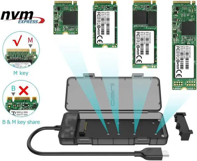 Alt view image 2 of 5 - ineo M.2 NVMe (PCIe) SSD Tool-Free Enclosure to USB 3.2 Gen 2 Type C [C2575 M2 NVMe]