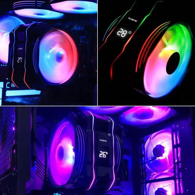 Alt view image 2 of 5 - ALSEYE M120D Plus Digital CPU Cooler, CPU Air Cooler with Temperature Display, 120mm Max Series Fan with ARGB&PWM, Compatible with Intel LGA 1700/1200/115X/2011/2066/1366/775 AMD AM4., black