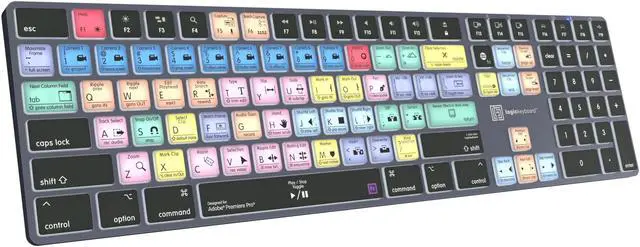 Alt view image 3 of 5 - Logickeyboard Wireless Backlit 'Titan' Designed for use with Adobe Premiere Pro on Mac  p/n LKB-PPROCC-TM-US