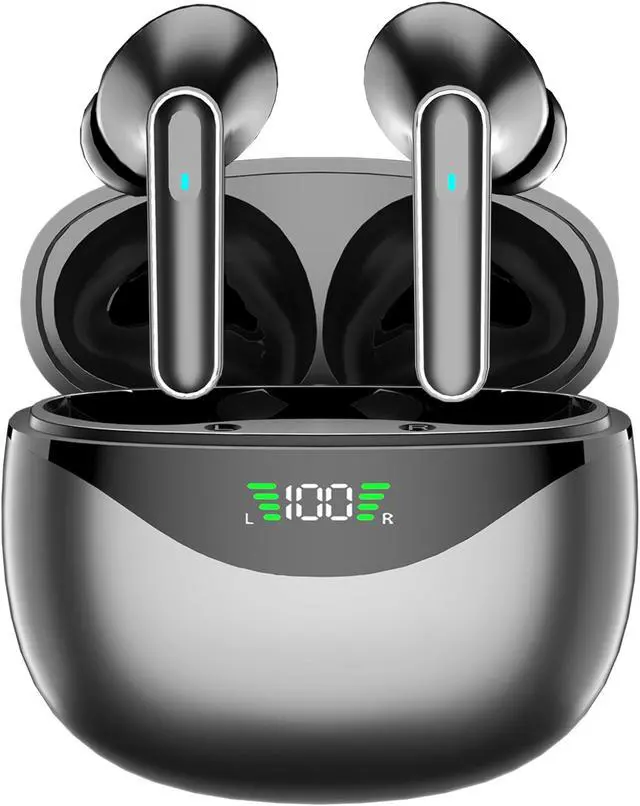 Main image of AGKG123 Wireless Earbuds Bluetooth Headphones, 42H Playtime Stereo IPX5 Waterproof Ear Buds, LED Power Display Cordless in-Ear Earphones with Microphone for iOS Android Cell Phone Sports (Black)