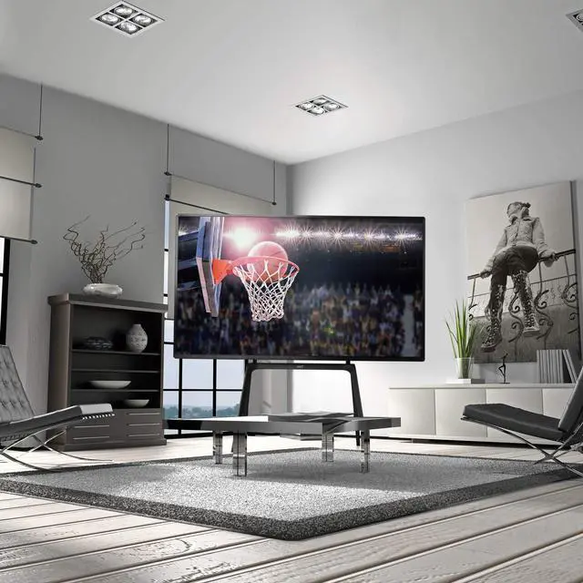 Alt view image 2 of 5 - AVLT Studio Steel Quad TV Floor Stand for 65" to 86" VESA Screens - Supports Up to 132 LBS (60 KG) - Includes Anti-tip Restraint Kit (Black)