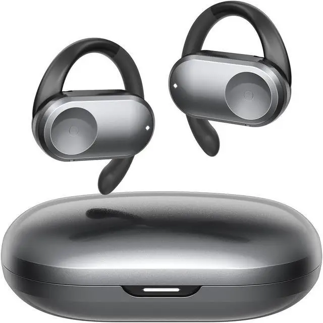 Main image of Open Ear Wireless Lightweight Sport Headphones, Bluetooth 5.3 Air Conduction Subwoofer Earbuds, Multi-Angle Adjustment, IPX5 Waterproof, Noise Canceling Mic, 50H Playtime Earphones for Running - Grey