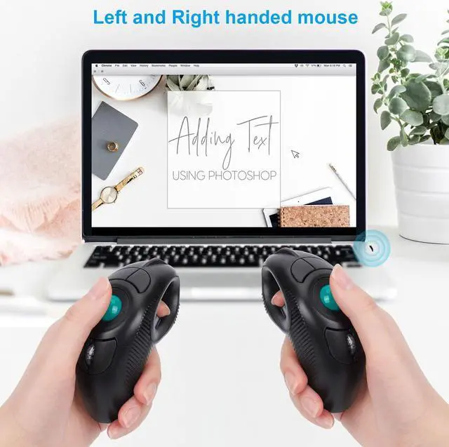 Alt view image 5 of 5 - welspo Wireless USB Handheld Finger Trackball Mouse with Laser Pointer
