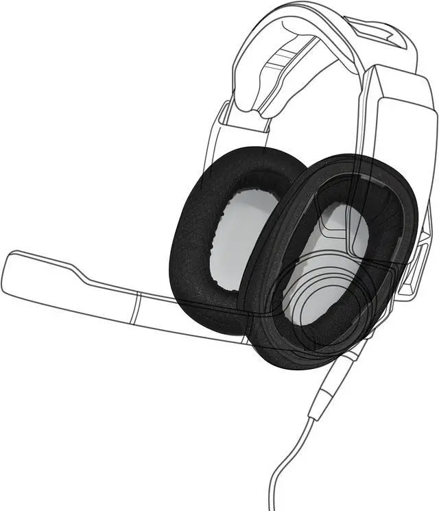 Main image of Earpadz Replacement for Sennheiser GSP 500, 550, 600 Headphones Ear Pads, Soft Knit Headphone Cushions (Jerzee, Black, 1 Pair)