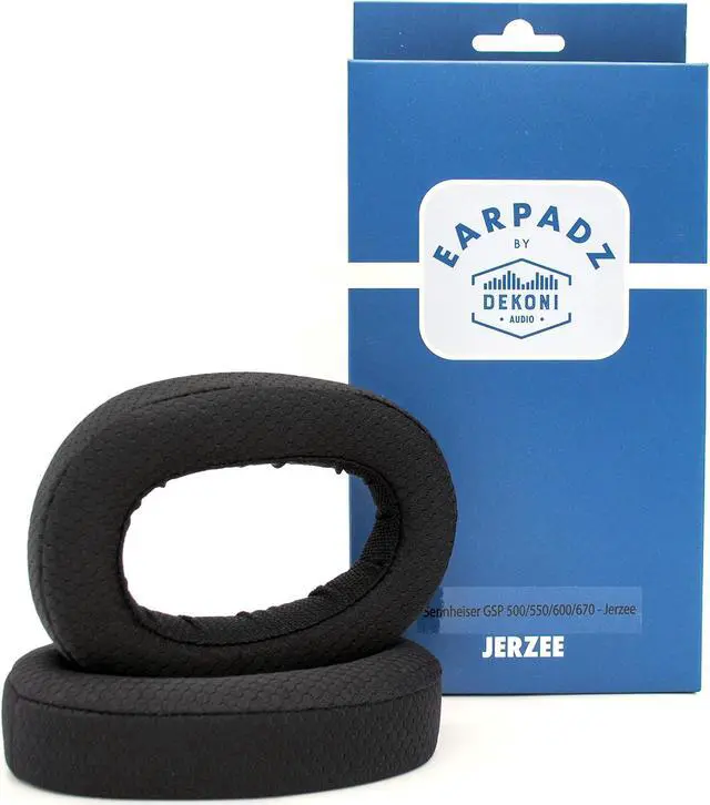 Alt view image 5 of 5 - Earpadz Replacement for Sennheiser GSP 500, 550, 600 Headphones Ear Pads, Soft Knit Headphone Cushions (Jerzee, Black, 1 Pair)