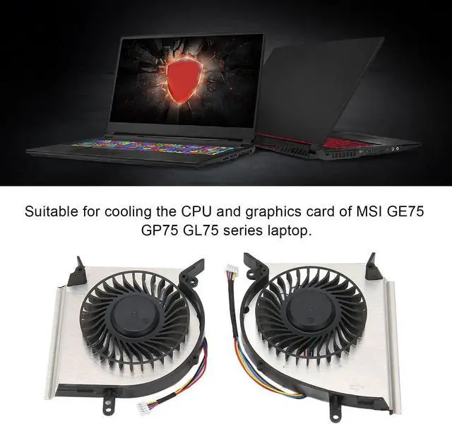 Alt view image 3 of 5 - CPU & GPU Cooling Fan for GE75 GP75 GL75, CPU GPU Cooling Fan Pair Fans Replacement for PAAD06015SL N417 PAAD06015SL N414