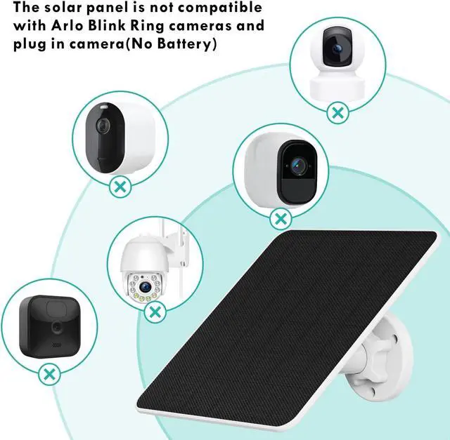 Alt view image 3 of 5 - 6W Solar Panel for Security Camera, 5V Solar Panel Charger for Outdoor Rechargeable Battery Camera, IP65 Waterproof Solar Panels with Adjustable Security Wall Mount, 9.8ft Cable(2 Pack)