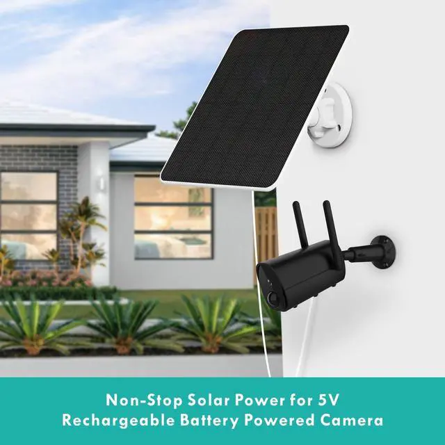 Alt view image 5 of 5 - 6W Solar Panel for Security Camera, 5V Solar Panel Charger for Outdoor Rechargeable Battery Camera, IP65 Waterproof Solar Panels with Adjustable Security Wall Mount, 9.8ft Cable(2 Pack)
