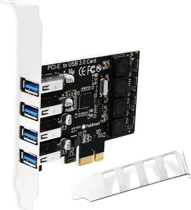 Main image of FebSmart PCIE 4-Ports Superspeed 5Gbps USB 3.0 Expansion Card for Windows 11, 10, 8.x, 7, Vista, XP Desktop PCs, Built in FebSmart Self-Powered Technology, No Need Additional Power Supply (FS-U4L-Pro)