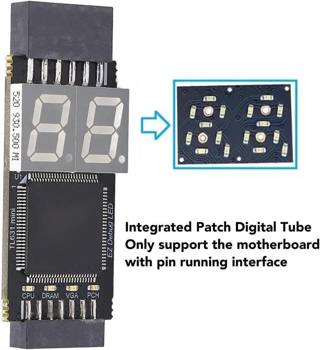 Alt view image 4 of 5 - Motherboard Diagnostic Card with LED Indicator, Motherboard Diagnostic Tester Kit, PCIe, LPC, Serial Comm Protocol DEBUG, UART1, JDP