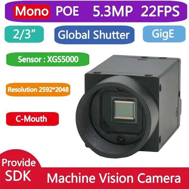 Alt view image 4 of 5 - Gigabit GigE Ethernet 5.0MP 2/3" Monochrome Global Shutter Industrial Camera Machine Vision C Mouth Area Scan Camera Sensor 2592X2048 22FPS