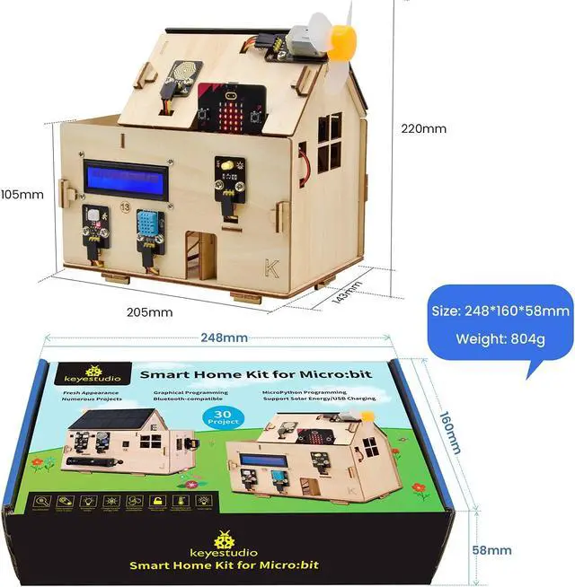 Alt view image 5 of 5 - KEYESTUDIO Microbit V2 Smart Home Starter Kit