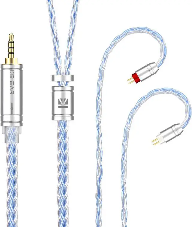 Main image of Kinboofi 2M Long in Ear Monitor Earphone Cable,KBEAR ST16 Plus Headphone,16 Cores 5N Single Crystal Copper Silver-Plated Upgrade Wire for AS10 ZS10 Pro AS16(Silver, 2 Pin 2.5mm Audio Jack)