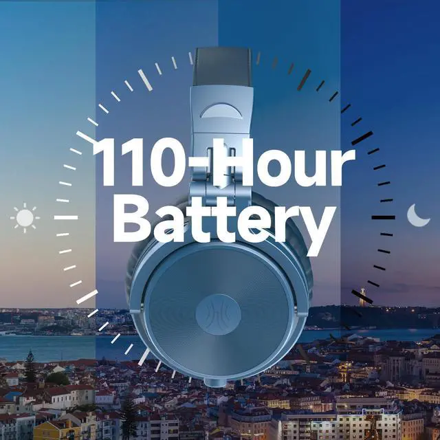 Alt view image 3 of 5 - OneOdio Bluetooth Over Ear Headphones, 110 Hrs Wireless/Wired Stereo Sound Foldable Headsets with Deep Bass 50mm Neodymium Drivers for PC/Phone/Tablet - Studio Wireless Pro C, Sky Blue