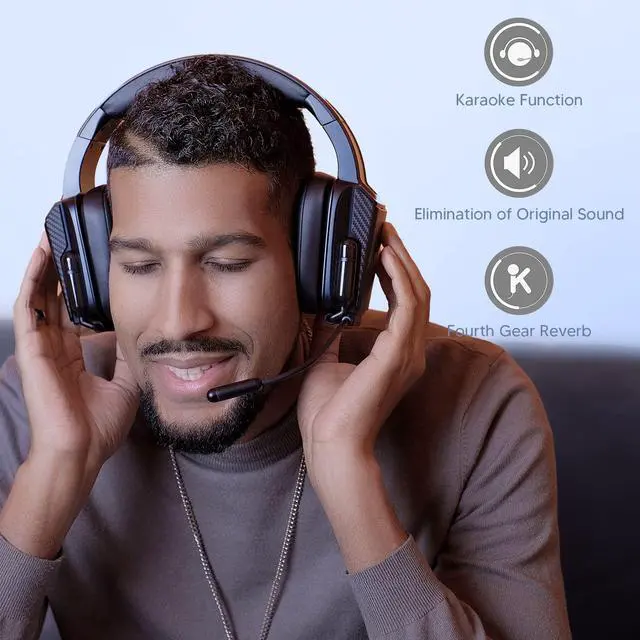 Alt view image 2 of 5 - Over-Ear Wireless Bluetooth Headphones with Microphone, Deep Bass Stereo Sound Wired Computer Sport Music Headset, Over 27hrs Playtime, Touch Control, Noice Cancelling Gaming Headset